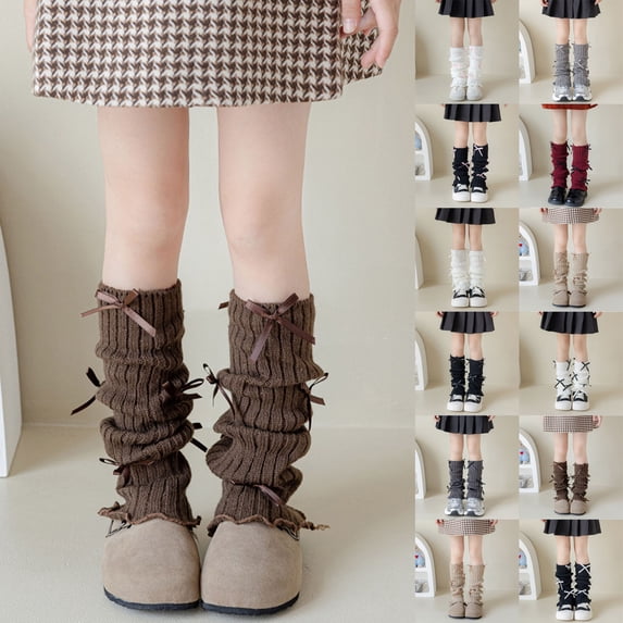 hengsof Girls Cute Knit Leg Warmers Sweet Footless Loose Leg Warmers Kids Fall Winter Warm Leg Warmers