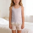 thumbnail image 1 of hengsof Girls Cute Ruffled Sleeveless Double Strap Tank Top, Daily Breathable Soft Layering Undershirt for 3-13 Years, 1 of 8