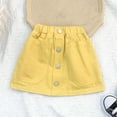 thumbnail image 1 of hengsof Girls Denim Skirt Solid Color Casual A Line Mini Skirt Summer Elastic Waist Fashion Button Pocket Jean Short Skirt, 1 of 5