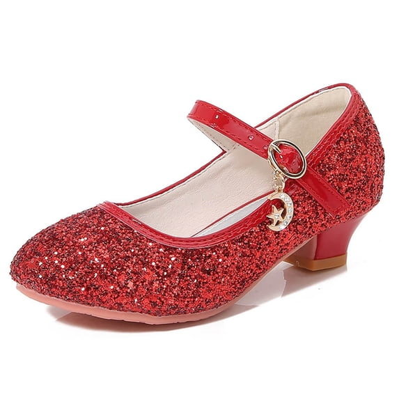 hengsof Girls' Dress High Heel Sandals Stylish Comfortable Crystal Shoes Perfect for Performances Stages and Parties Suitable for Children Aged 4-12.5 Years