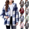 thumbnail image 1 of hengsof Girls' Fall Winter Fleece Hooded Zip Up Jacket Cute Plaid Print Warm Outdoor Fashion Coat, Sizes 5-16, 1 of 5