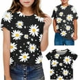 thumbnail image 1 of hengsof Girls Fashion Floral Print Short Sleeve Cotton T-Shirt Comfortable and Breathable Pullover Summer Crew Neck Loose Casual Top 3-14 Years, 1 of 8