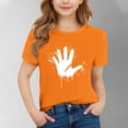 thumbnail image 1 of hengsof Girls Fashion Orange Shirt Short Sleeve T-Shirt, Kids Cute Printed Casual Crew Neck Top, Soft Everyday Pullover, Girls 3-15 Years, 1 of 4