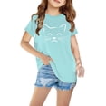 thumbnail image 1 of hengsof Girls Fashion Printed Graphic T-Shirt Cute Short Sleeve Round Neck Everyday Versatile Shirt for Kids, 1 of 4