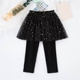 thumbnail image 1 of hengsof Girls Glitter Star Leggings with Attached Skirt, Sheer Mesh Overlay Playtime Pants, Cute Bottom for Girls, Size 2-10 Years, Thin Layer, 1 of 5