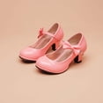 thumbnail image 1 of hengsof Girls High Heel Dress Shoes Fashion Solid Color Bow Spring Summer Princess Flat Shoes Party Heels Performance Comfort Dance Shoes, 1 of 5