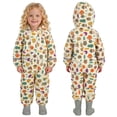 thumbnail image 1 of hengsof Girls Hooded Rain Suit Fashion Print Button Waterproof One Piece with Bib Pants Outdoor Anti Stain Coverall for Kids Ages 1-8, 1 of 6