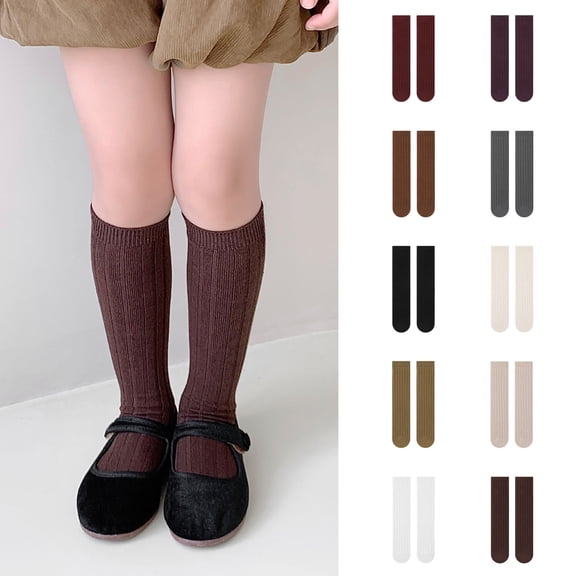 hengsof Girls Knee High Socks School Uniform Socks for Girls Boys Dress Sock Kids Stockings Seamless Sock Solid