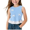 thumbnail image 1 of hengsof Girls Lace Edge Sleeveless Top for 0-10 Years Old Solid Color Bow Accent Round Neck Camisole Sweet Everyday Basic Top, 1 of 5