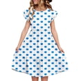 thumbnail image 1 of hengsof Girls Layered Cute Ruffle Sleeve Summer Dress, Kids Fashion Printed Pattern Waisted Round Neck Sweet Dress, Comfortable Everyday Dress, 1 of 8