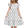 thumbnail image 1 of hengsof Girls Layered Cute Ruffle Sleeve Summer Dress, Kids Fashion Printed Pattern Waisted Round Neck Sweet Dress, Comfortable Everyday Dress, 1 of 8