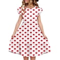 thumbnail image 1 of hengsof Girls Layered Cute Ruffle Sleeve Summer Dress, Kids Fashion Printed Pattern Waisted Round Neck Sweet Dress, Comfortable Everyday Dress, 1 of 8