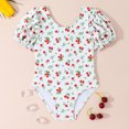 thumbnail image 1 of hengsof Girls' One-Piece Swimwear Cute Printed Puff Sleeve Beach Vacation Swimsuit, 1 of 8