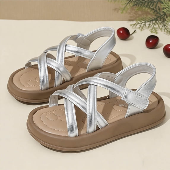 hengsof Girls' Open Toe Princess Beach Sandals Non Slip Soft Sole Summer Casual Flat Shoes Children's Fashion Sandals