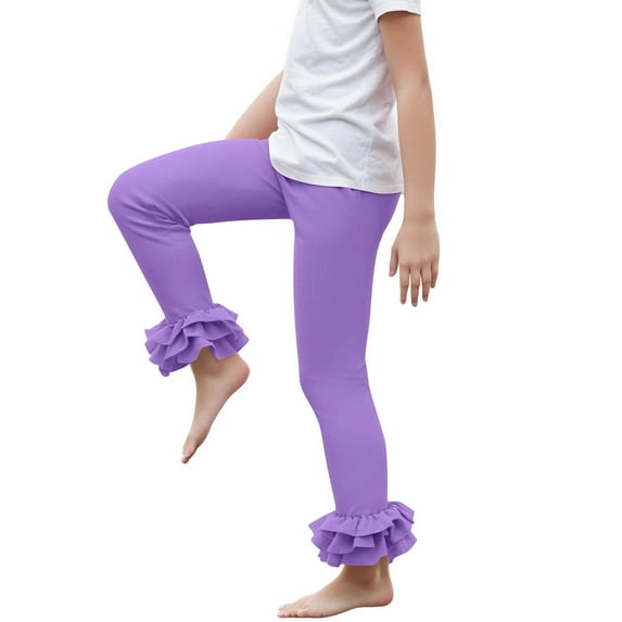hengsof Girls' Ruffled Leggings Toddler Leggings Solid Color Sweet Trousers Yoga Dance Sports Casual Trousers Kids Sweet Lace Trousers
