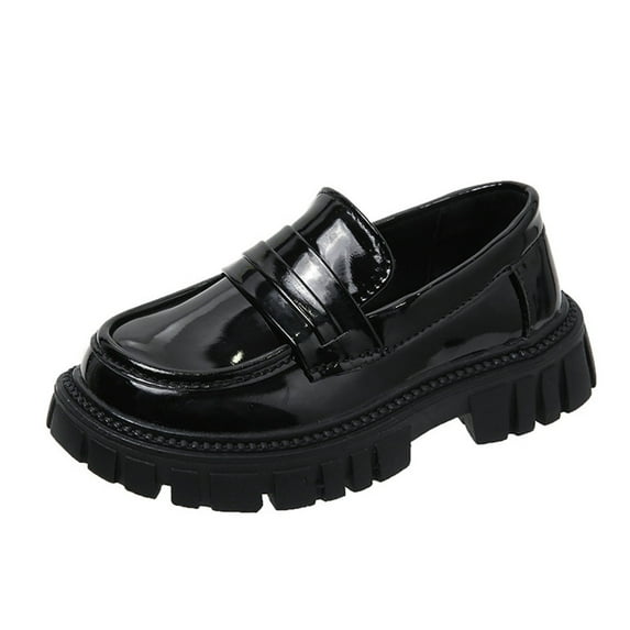 hengsof Girls' School Uniform Shoes, Classic Thick Soled Uniform Leather Shoes, Comfortable Everyday Children's Leather Shoes