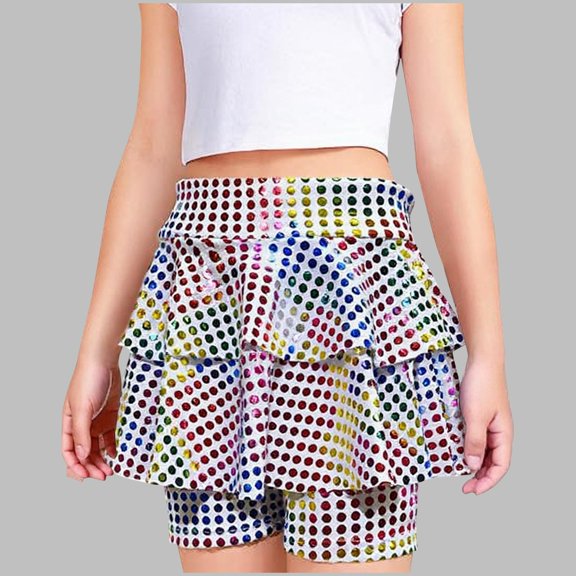 hengsof Girls Sequin Skirts Glitter Short Kids Sparkle Skirt Girls Pleated Skirt