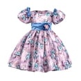 thumbnail image 1 of hengsof Girls' Short Sleeve Round Neck Formal Dress, Fashionable Floral Print Back Zipper Dress Princess Dress, Children's Layered Sweet Fluffy Princess Dress, 1 of 5