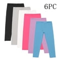 thumbnail image 1 of hengsof Girls Six Pack Thin Everyday Leggings for 3-12 Years, Soft Stretch Pants, Comfortable Playtime Bottoms Multipack, 1 of 8