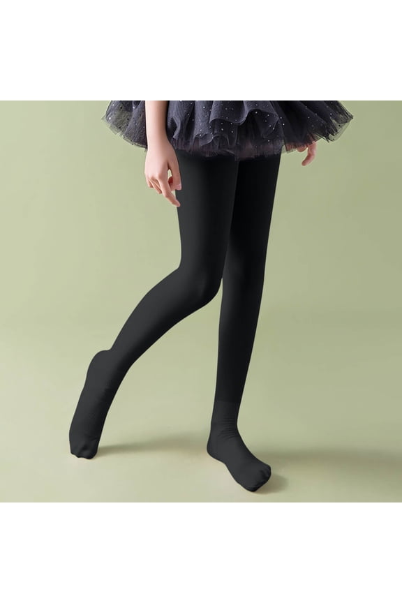 Girls Solid Color Ankle Support Tights for 3-12 Years, Footed Dance Leggings for Performance, Protective Practice Wear