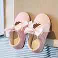 thumbnail image 1 of hengsof Girls' Solid Color Bow Tie Outdoor Casual Flat Shoes Children's Soft Sole Fashionable Princess Leather Shoes, 1 of 5