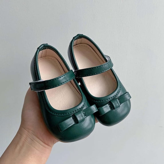 hengsof Girls' Solid Color Bow Wedding Party Dress Ballet Flats Toddler Fashionable Casual Comfortable Versatile Princess Sandals