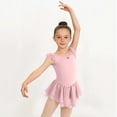 thumbnail image 1 of hengsof Girls Solid Color Dance Leotard Sweet Ruffle Sleeve Round Neck Mesh Skirt Ballet Practice Romper 3-15 Years, 1 of 7