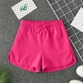 thumbnail image 1 of hengsof Girls Solid Color Elastic Waist Sports Shorts with Pockets, Fashionable Solid Color Outdoor Sports Shorts, Suitable for Summer Outdoor, Sizes 5-15 Years, 1 of 7