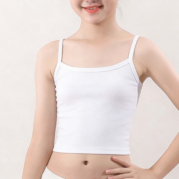 hengsof Girls' Solid Color Training Bra Summer Sleeveless Tank Top Children's Developmental Underwear for Ages 7-13