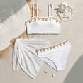 thumbnail image 1 of hengsof Girls Solid Shell Print Backless Strap Tank Top Swim Shorts Cover Up Skirt 3 Piece Swimsuit Set with Built in Pads Cute Beach Swimwear 6-13 Years, 1 of 8