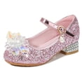 thumbnail image 1 of hengsof Girls' Sparkly High Heel Fashionable Pearl Bow Casual Sandals Party Dress Princess Crystal Shoes Children's Stage Performance Shoes, 1 of 7