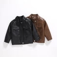 thumbnail image 1 of hengsof Girls Sports Leather Jacket Kid Long Sleeve Outwear Solid Color Zipper Leather Spring Autumn Fashion Pu Jacket, 1 of 8