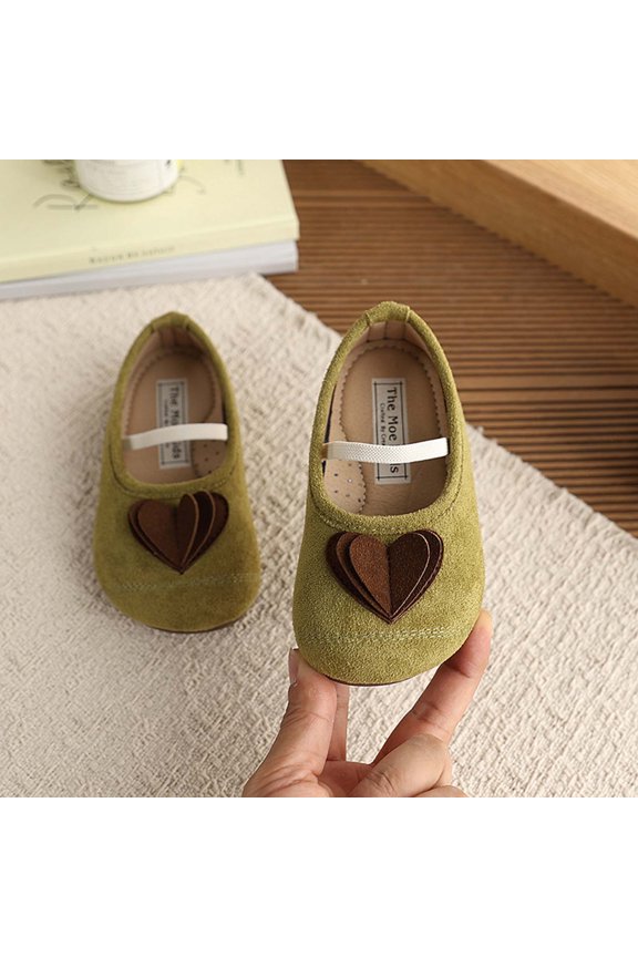 Girls Spring Summer Casual Flats Soft Sole Comfort Solid Color Princess Shoes Fashion Versatile Heart Flat Flat Shoes