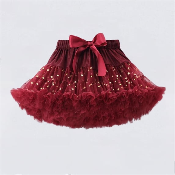 hengsof Girls Star Detail Tulle Tutu Skirt Adjustable Waist, Puffy Layered Dance Recital Skirt, Performance Costume for Kids Size 0-10 Years