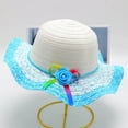 thumbnail image 1 of hengsof Girls Straw Hat with Flower, Summer Cute Large Brim Bowknot Beach Toddler Straw Sun Hat, 1 of 3