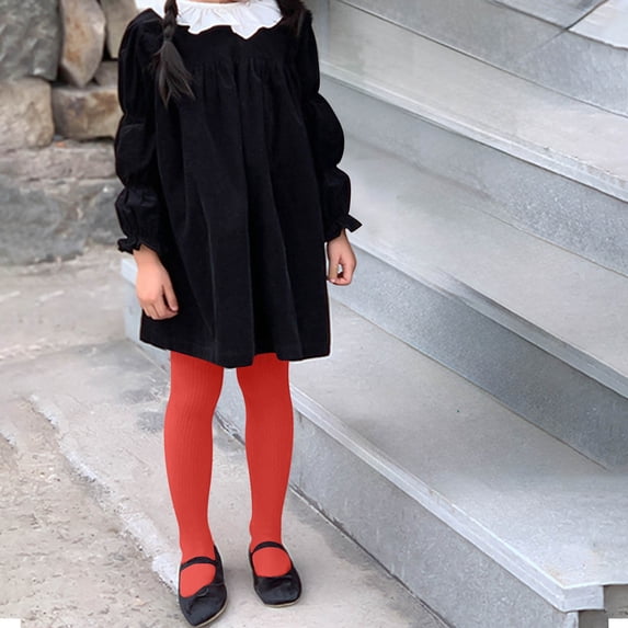 hengsof Girls Stripe Pattern Tights for 0-8 Years, Seamless Footed Stretch Leggings, Soft Comfortable Everyday Wear