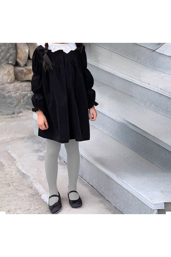 Girls Stripe Pattern Tights for 0-8 Years, Seamless Footed Stretch Leggings, Soft Comfortable Everyday Wear