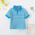 thumbnail image 1 of hengsof Girls' Striped Printed Lapel Short Sleeve Shirt Summer Classic Versatile Pullover Casual Cotton Button Down Top Sizes 3-14Y, 1 of 8