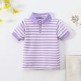 thumbnail image 1 of hengsof Girls' Striped Printed Lapel Short Sleeve Shirt Summer Classic Versatile Pullover Casual Cotton Button Down Top Sizes 3-14Y, 1 of 8