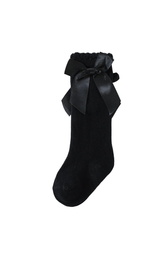 Girls' Summer Bow Tie Socks, Thin Long Mosquito Proof Socks, Stylish Solid Color Comfortable Cute Everyday Socks