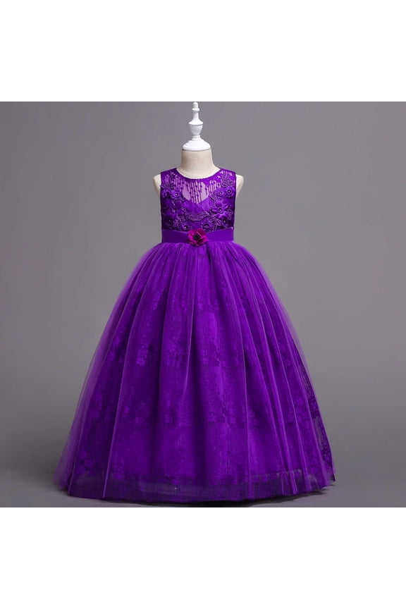 Girls Summer Embroidered Tulle Casual Princess Dress, Fashion Mesh Layered Party Ball Gown for 5-15 Years Old Children