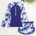 thumbnail image 1 of hengsof Girls Summer Fashion Printed Two Piece Swimsuit Set Long Sleeve Zip Up Rash Guard Elastic Waist Shorts Swimsuit with Built in Pads Surf Beach Vacation Swimsuit Set, 1 of 7