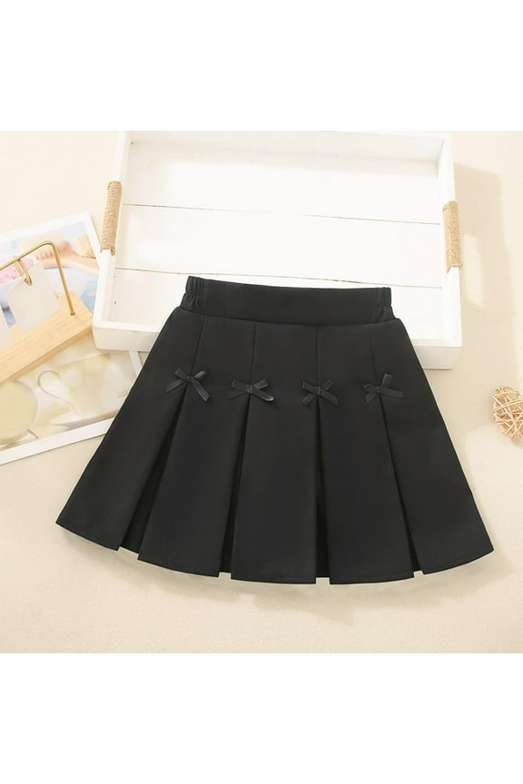 Girls' Summer Pleated Skirt Tennis Uniform School Uniform Skirt Cute Bow Pattern Pleated Skirt Girls' School Uniform Dress Cheerleader Skirt