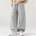 thumbnail image 1 of hengsof Girls' Summer Solid Color Casual Sweatpants High Waist Jogging Wide Leg Pants Loose Elastic Waist Home Pants Ages 5-16, 1 of 8