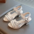thumbnail image 1 of hengsof Girls' Summer Solid Color Rhinestone Bow Sandals Fashionable High Heel Crystal Party Shoes Formal Performance Shoes for Ages 5.5-12.5, 1 of 8