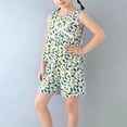 thumbnail image 1 of hengsof Girls Sweet Bow 2 Piece Set Sleeveless Round Neck Print Top Solid Elastic Waist Shorts Summer Outfit for 2-10 Years Kids, 1 of 8