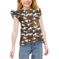 thumbnail image 1 of hengsof Girls' Sweet Ruffled Short Sleeve Shirts Kids Fashionable Printing Crew Neck Tops Comfortable Casual Summer T-Shirts, 1 of 7