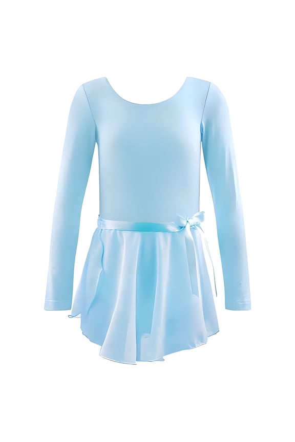 Girls Team Basic Long Sleeve Short Sleeve Leotard with Skirt Kid Dance Ballet Tutu Dress Children's Performance Costumes