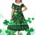thumbnail image 1 of hengsof Girls Themed Print Collared Dress for 5-14 Years, Short Sleeve Button Detail Party Gown, Holiday Celebration Formal Wear, 1 of 7