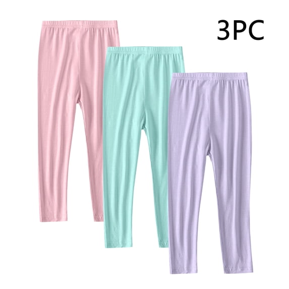 hengsof Girls Three Pack Thin Stretch Leggings for 2-13 Years Soft Pants for Baby and Toddler Everyday Comfort Play Bottoms